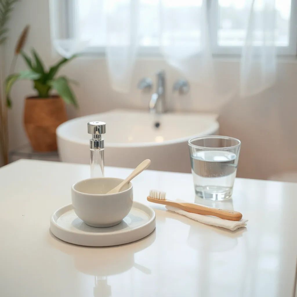 Kit de blanchiment dentaire maison avec gouttière transparente, accessoires de soins et eau