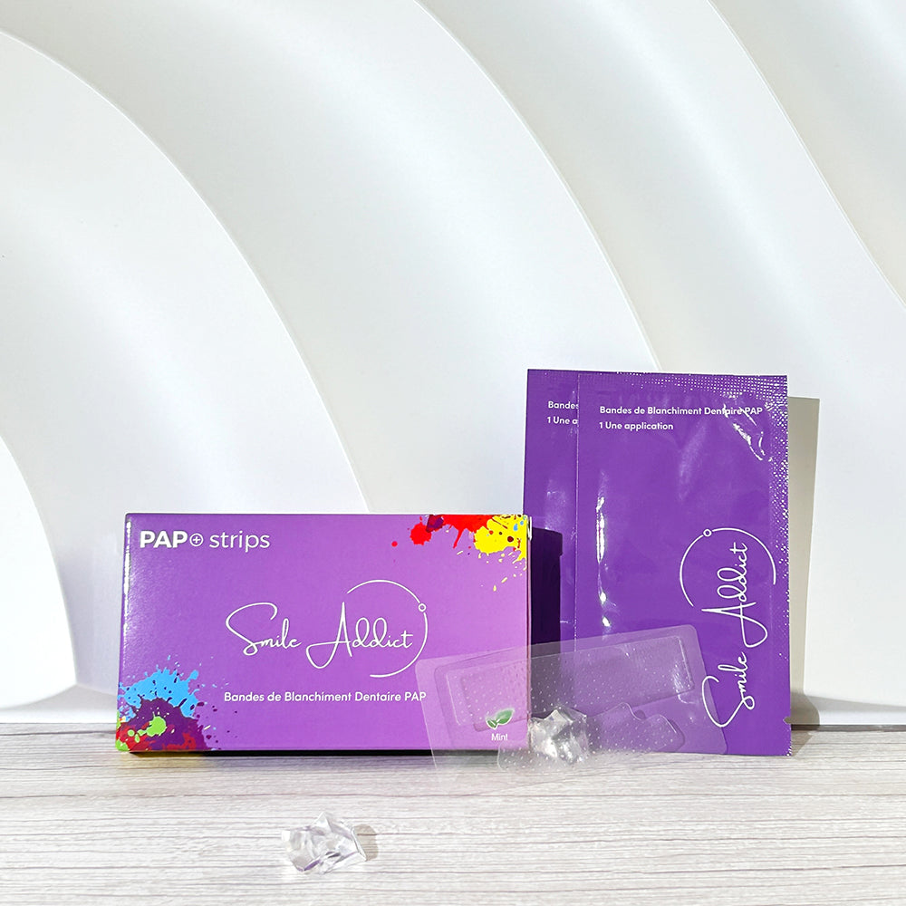 Bandes blanchissantes - Nouvelle formule PAP+ Aromatisées à la menthe Smile Addict
