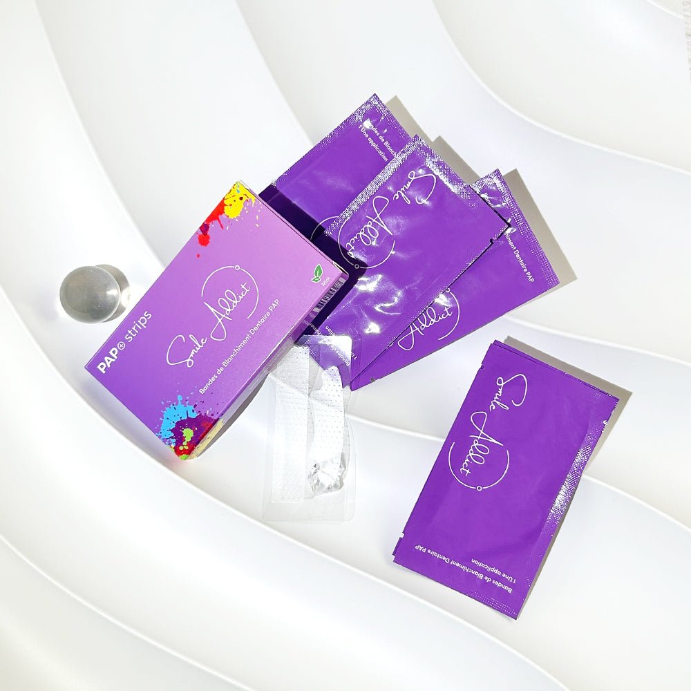 Bandes blanchissantes - Nouvelle formule PAP+ Aromatisées à la menthe | Smile Addict