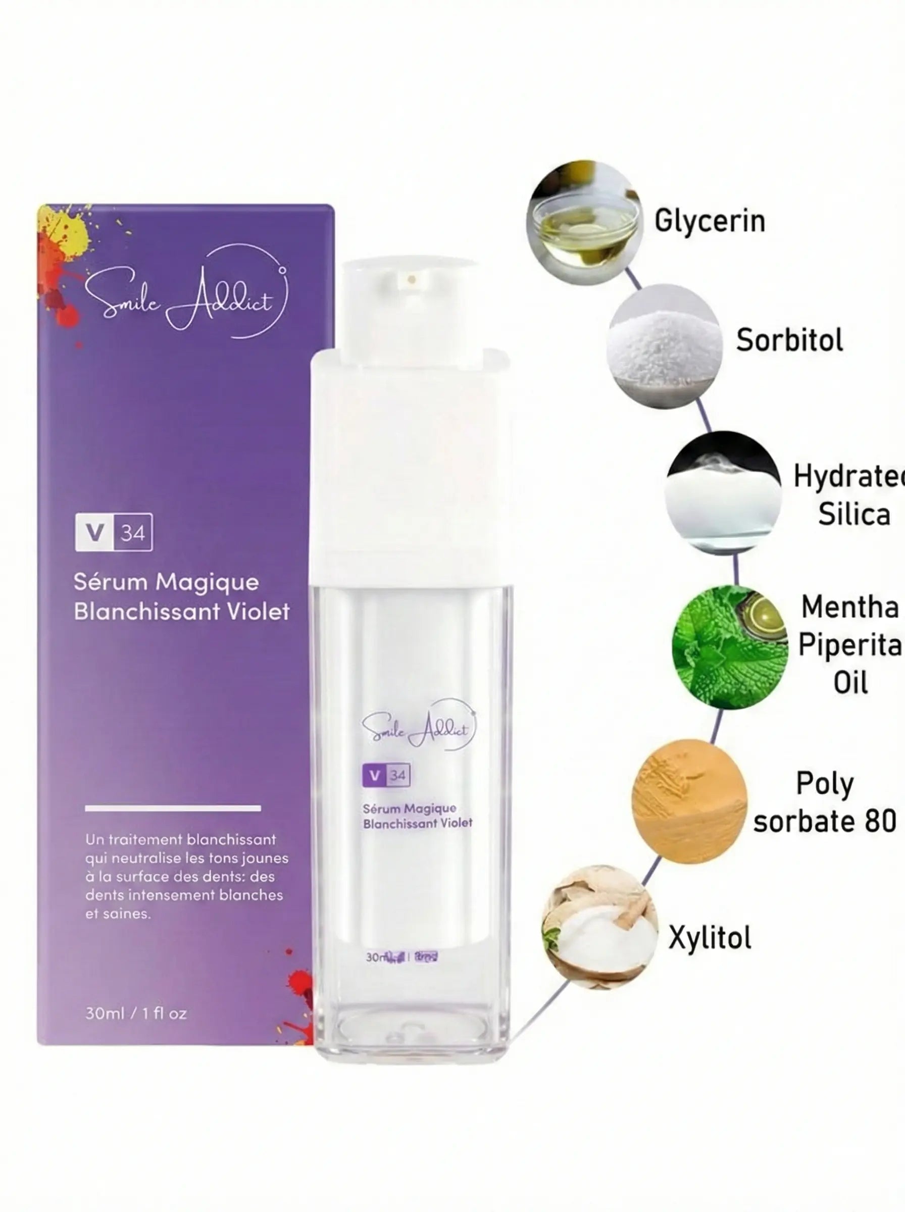 CORRECTEUR DE COULEUR - Serum "magique" blanchissant violet 30ml 🌟 Addict Smile