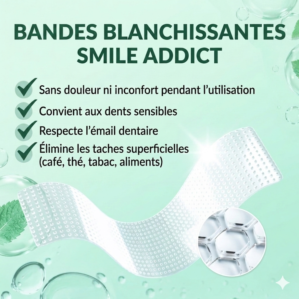 Bandes de blanchiment dentaire PAP Saveur menthe – Smile Addict Smile Addict
