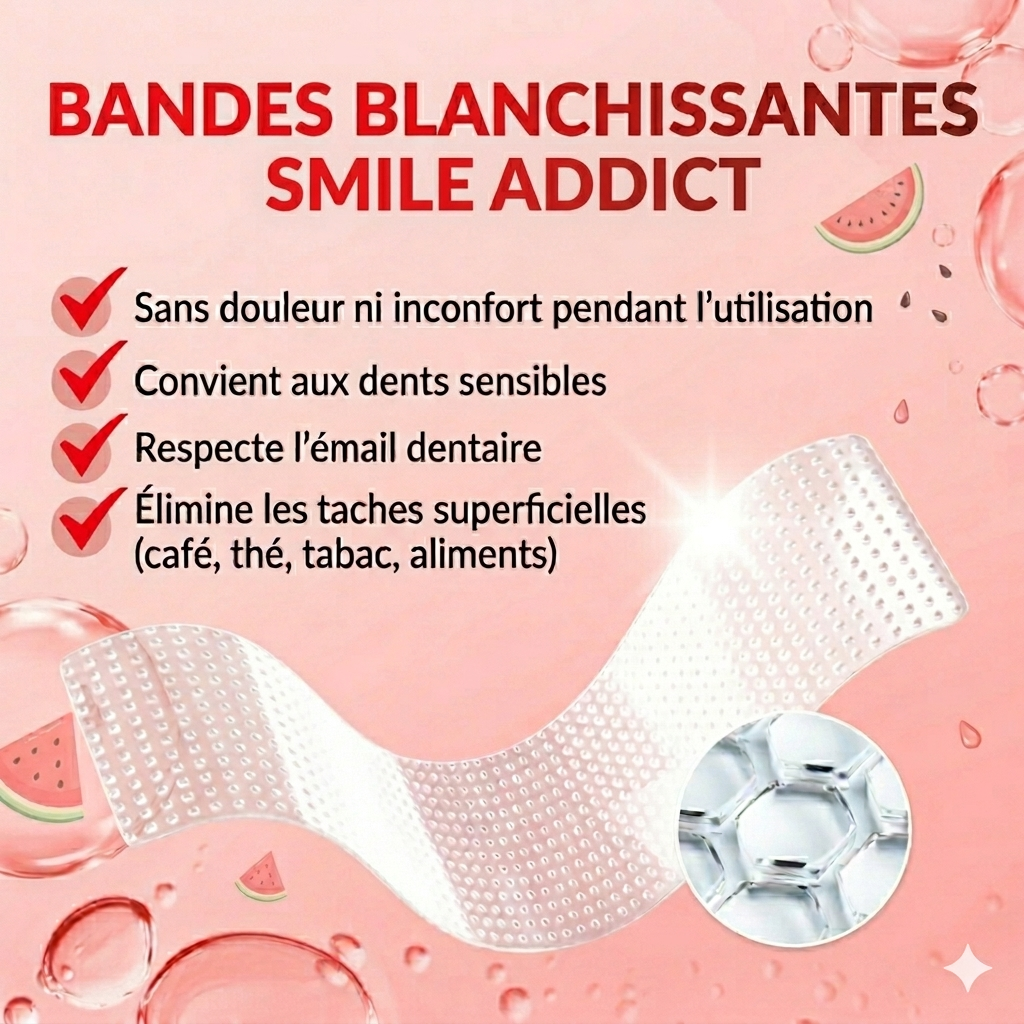 Bandes de blanchiment dentaire PAP Saveur pastèque – Smile Addict Smile Addict