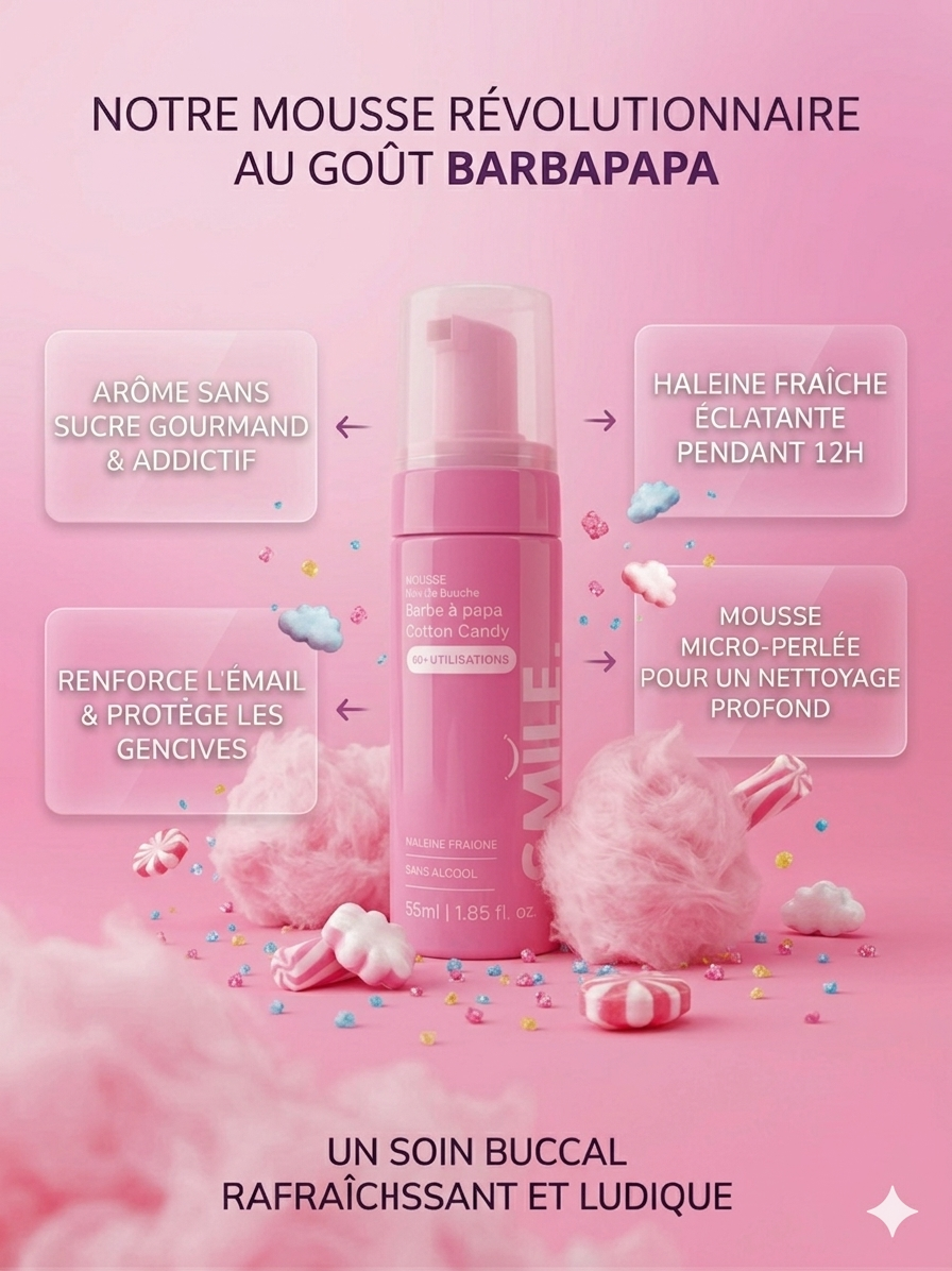 Bain de bouche mousseux Barbe à Papa – Smile Addict Smile Addict