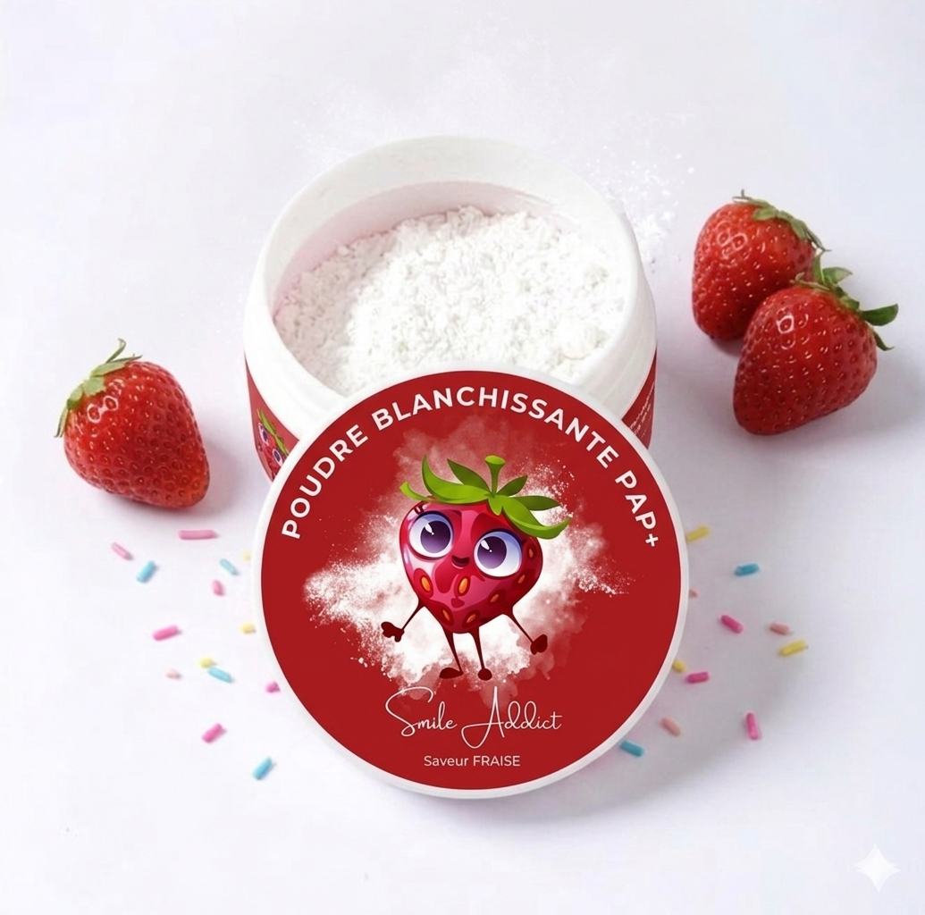 Poudre Blanchissante Fraise PAP+ â Dents Blanches | Smile Addict Addict Smile