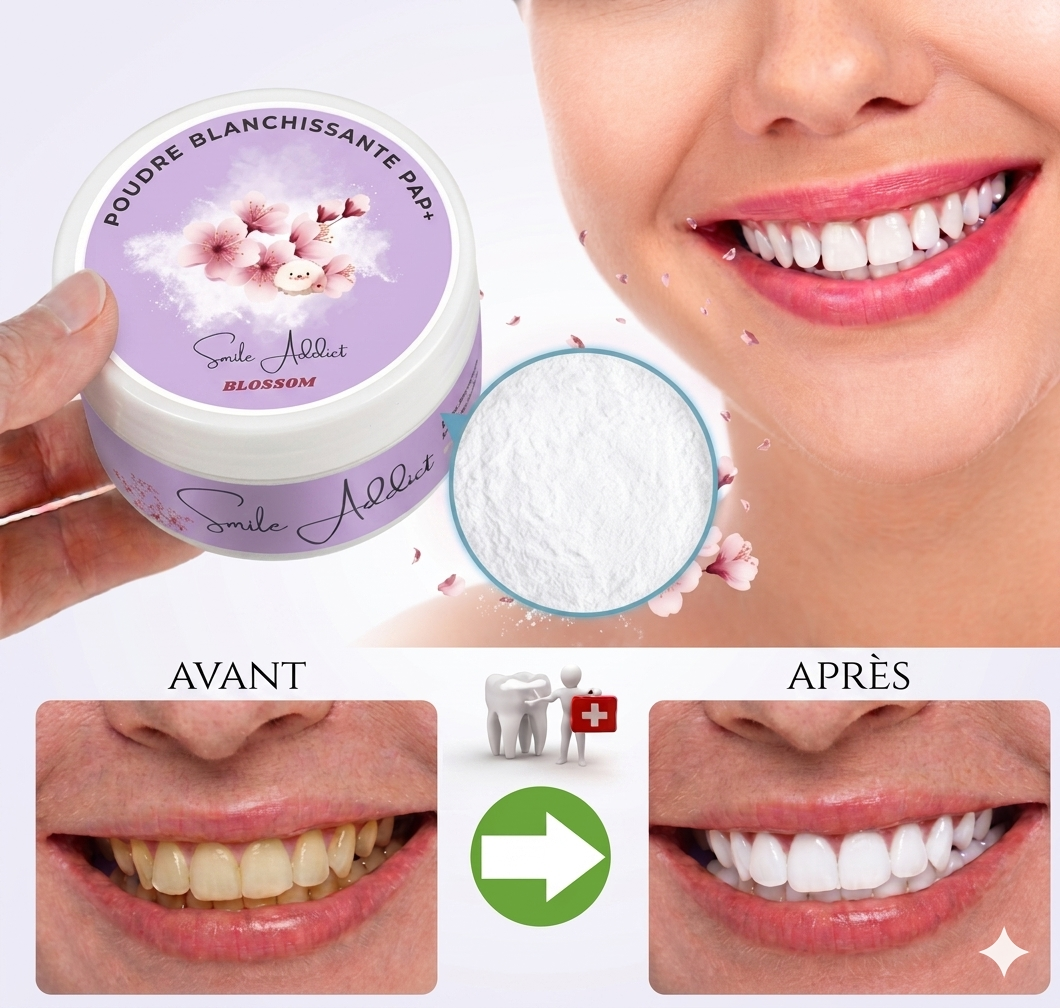 Poudre de Blanchiment Dentaire PAP – Saveur Blossom Fleur de Cerisier | Smile Addict Addict Smile