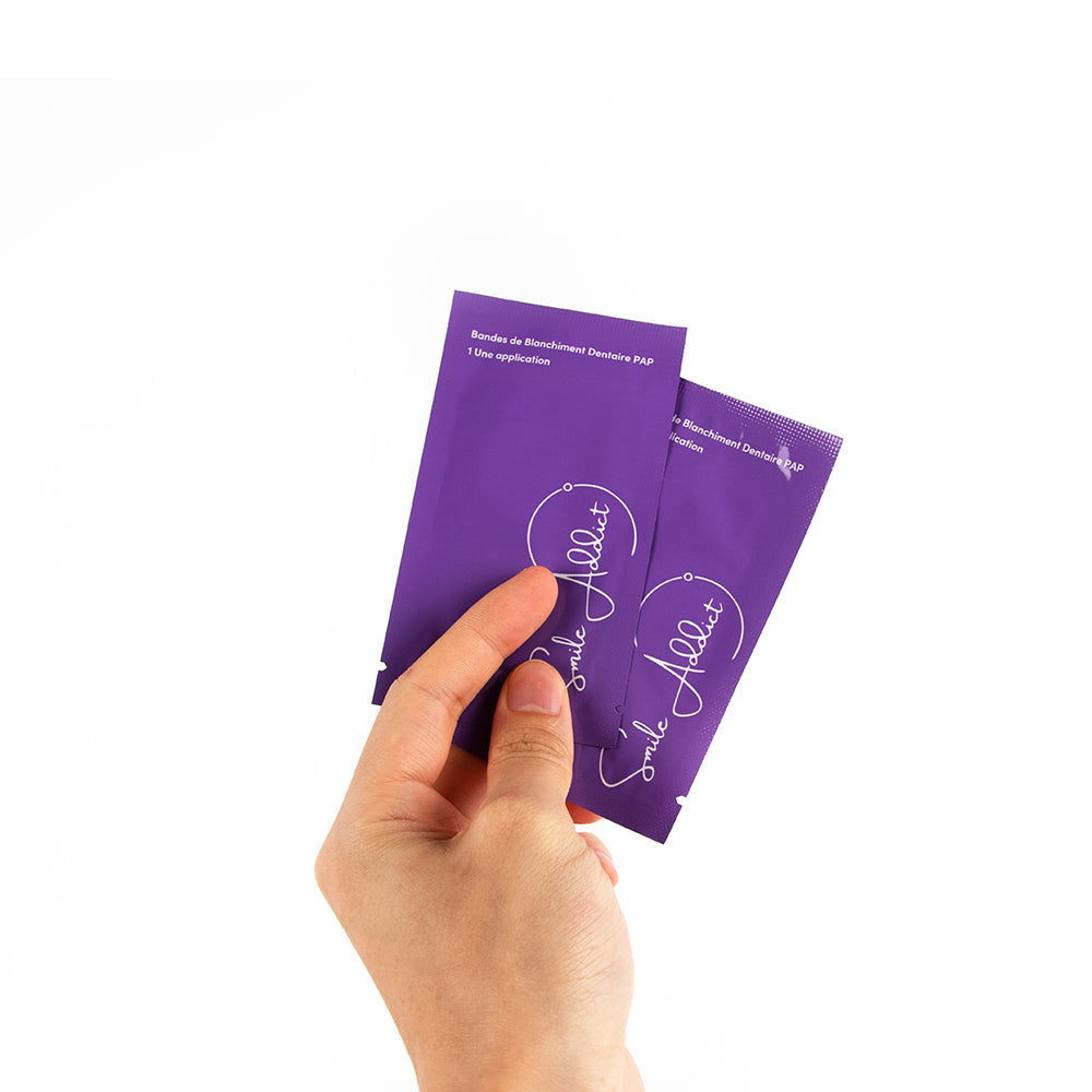 Bandes blanchissantes - Nouvelle formule PAP+ Aromatisées à la menthe | Smile Addict