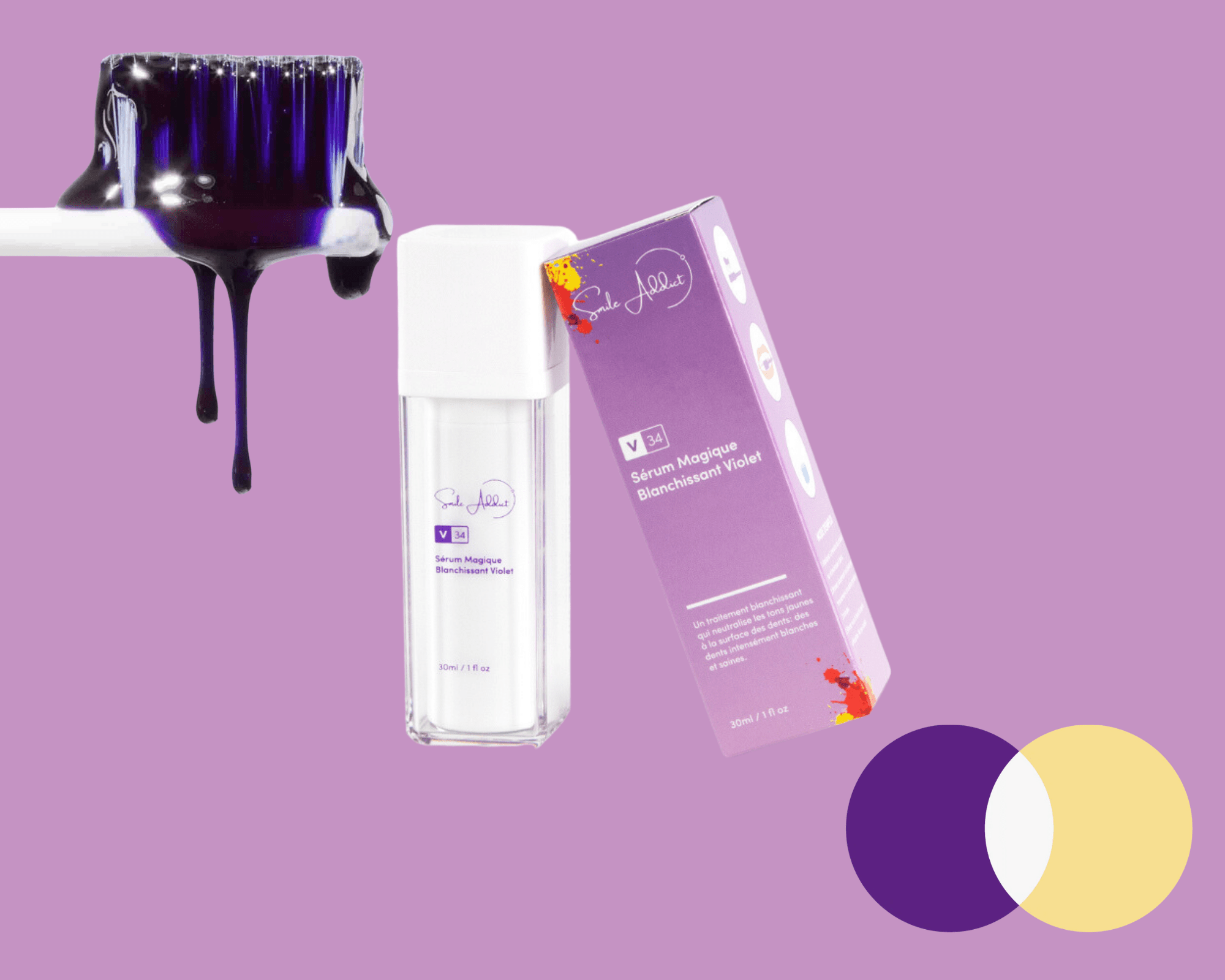 CORRECTEUR DE COULEUR - Serum "magique" blanchissant violet 30ml 🌟 Addict Smile