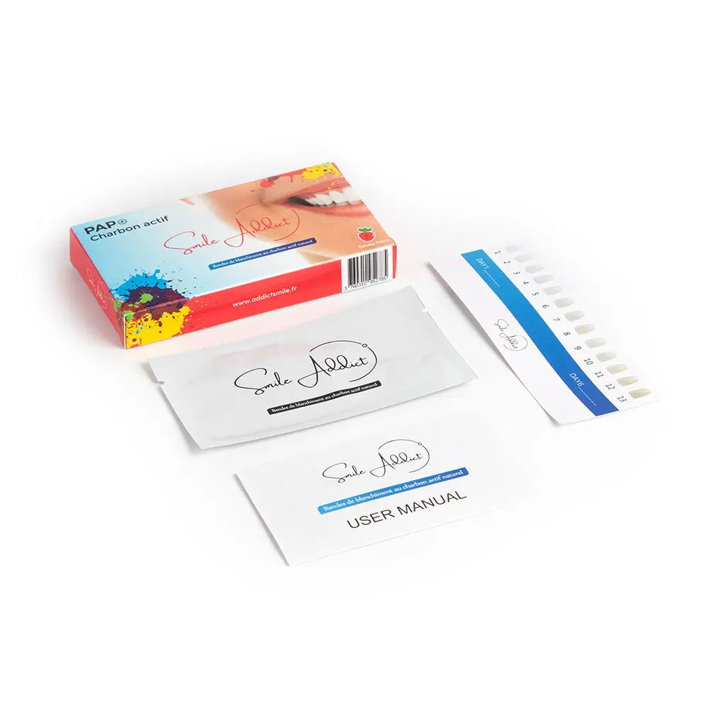Smile Addict PAP+ & CHARBON Whitening Strips - AROME FRAISE