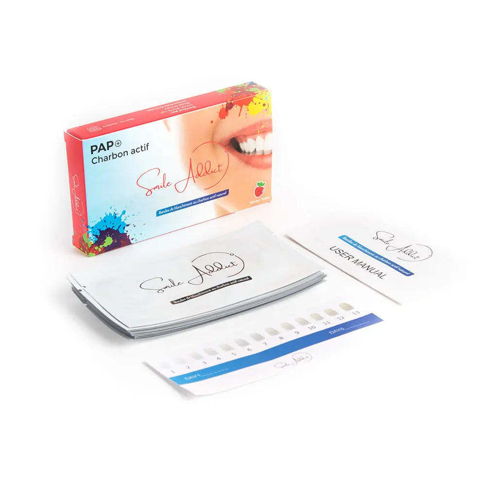 Smile Addict PAP+ & CHARBON Whitening Strips - AROME FRAISE
