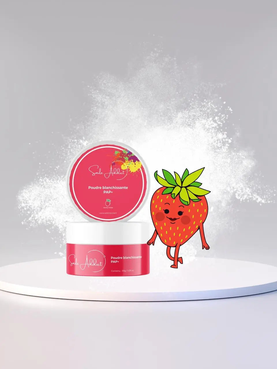 Poudre Blanchissante Fraise PAP+ â Dents Blanches | Smile Addict Addict Smile