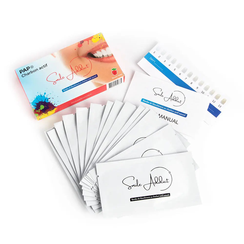 Smile Addict PAP+ & CHARBON Whitening Strips - AROME FRAISE