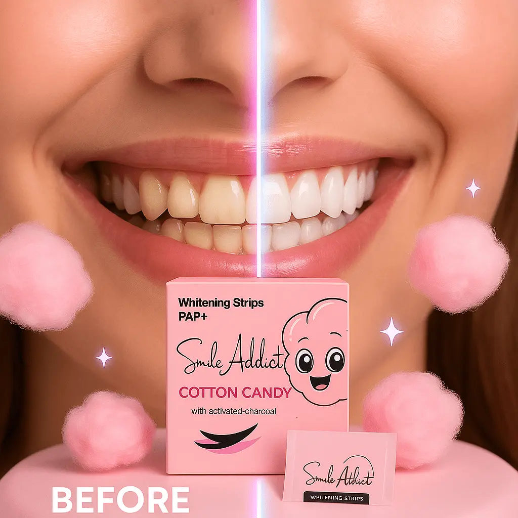 Bandes Blanchissantes Saveur Barbe à Papa – PAP+ Sans Peroxyde | Smile Addict Smile Addict