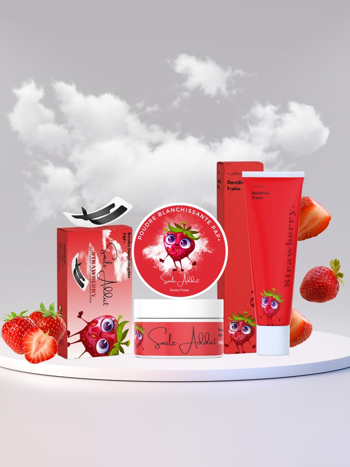 Pack Fraise PAP+ & Charbon Actif – Blanchiment Naturel | Smile Addict