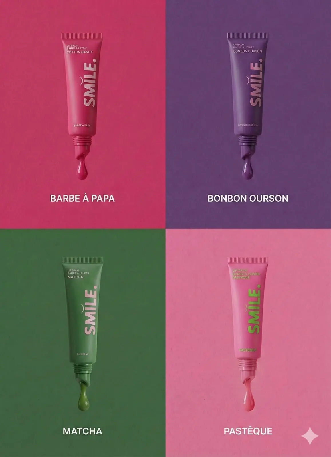 BAUMES A LEVRES HYDRATANTS - LOT DE 4 SAVEURS Smile Addict