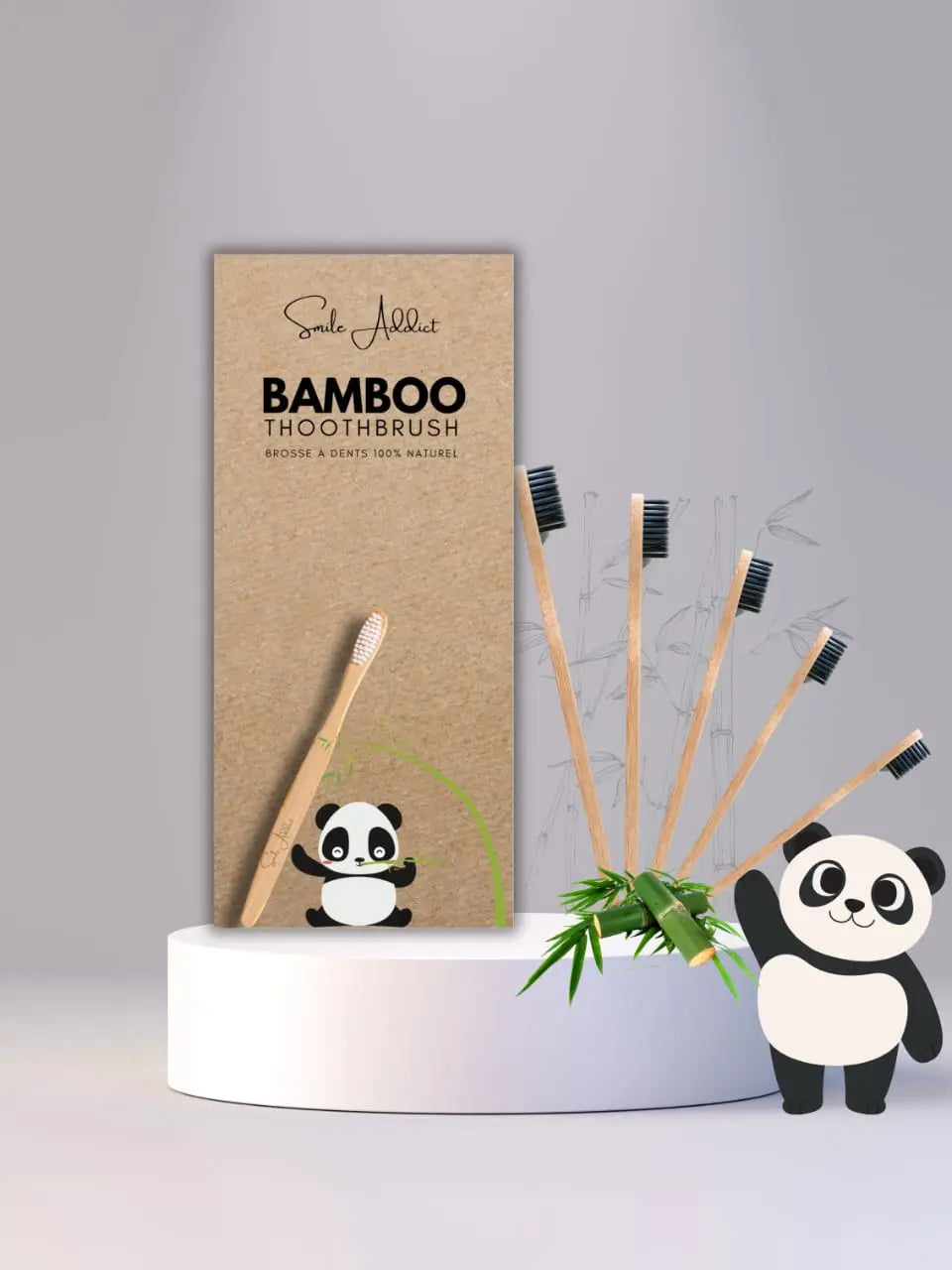 Pack 5 Brosses à Dents en Bambou – Familial & Écologique Addict Smile