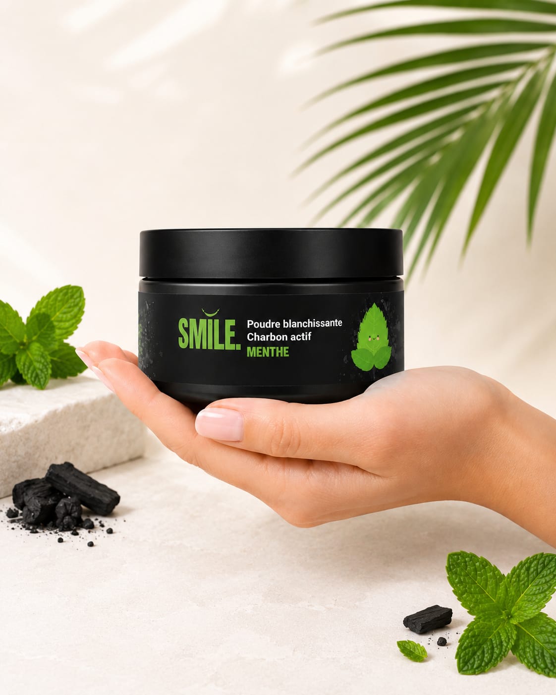 Poudre Blanchissante Charbon Actif Menthe — Blanchiment Dentaire Naturel | Smile Addict