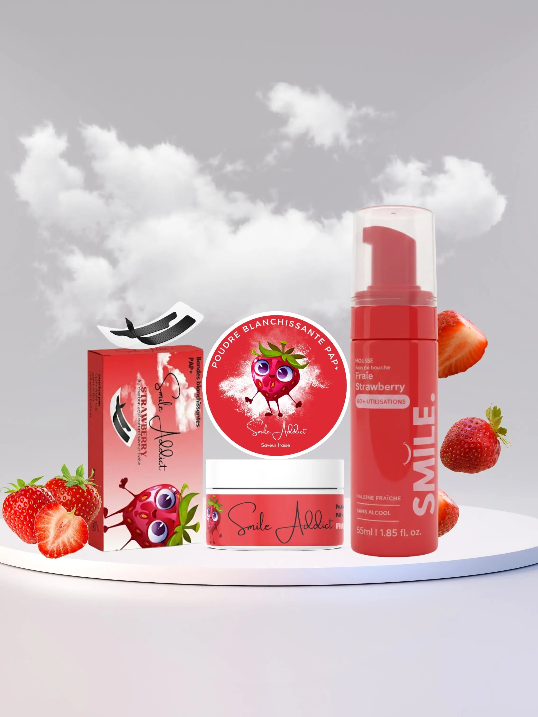 Pack Fraise PAP+ & Charbon Actif – Blanchiment Naturel | Smile Addict Addict Smile