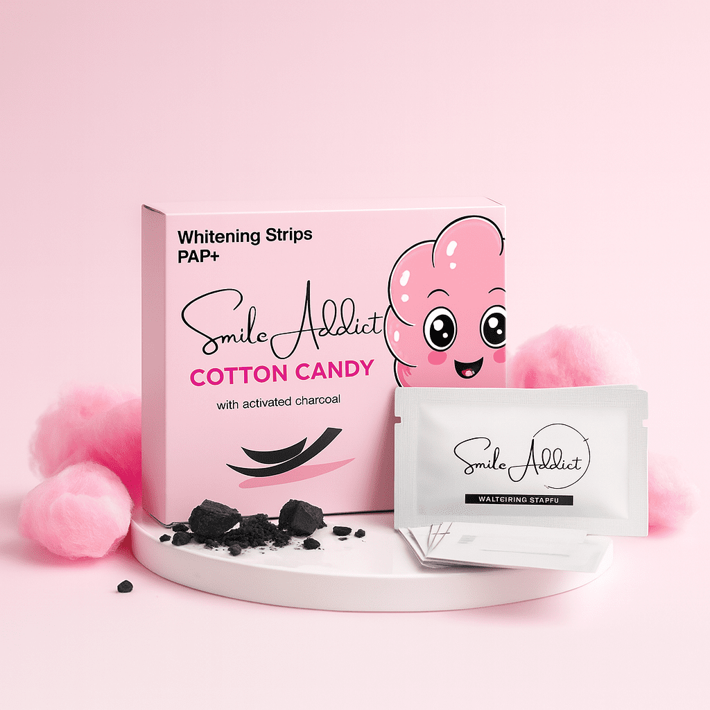 Bandes Blanchissantes Saveur Barbe à Papa – PAP+ Sans Peroxyde | Smile Addict | Smile Addict