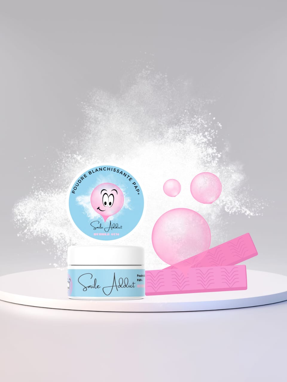Poudre de Blanchiment Dentaire PAP - Saveur Bubble Gum (Chewing-gum) Addict Smile