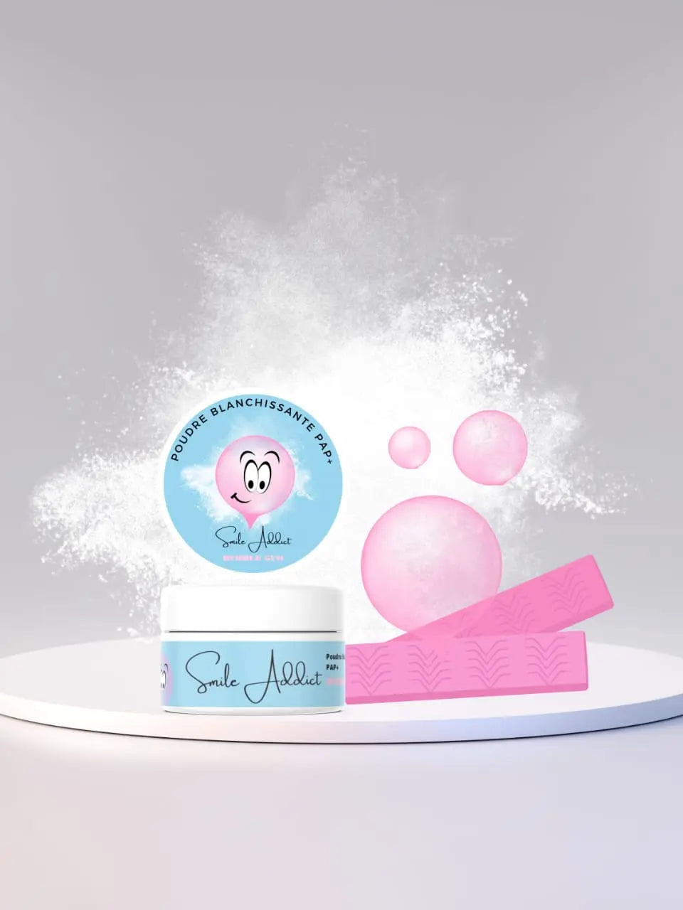 Poudre de Blanchiment Dentaire PAP – Saveur Bubble Gum Chewing-gum | Smile Addict Smile Addict
