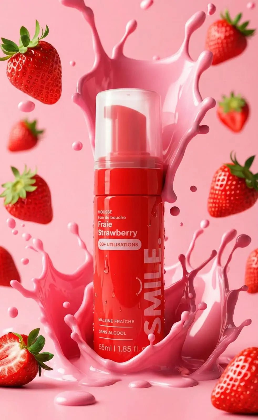 Bain de bouche mousseux Fraise — mode d'emploi | Smile Addict