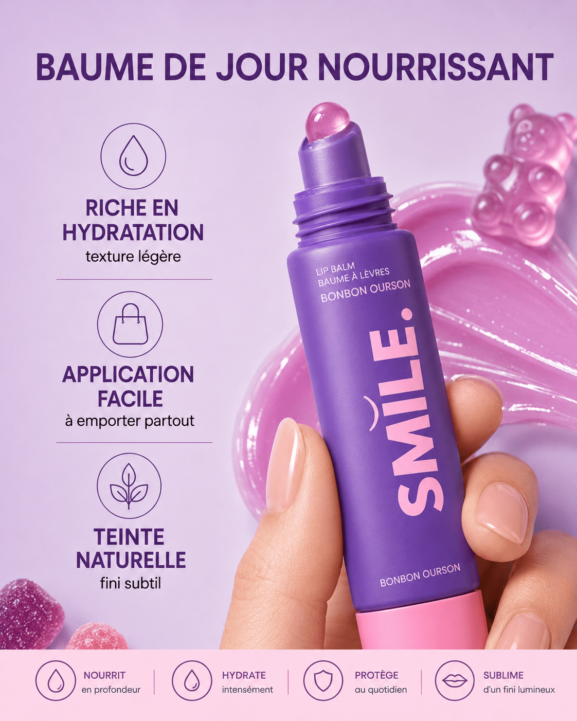 Baume à Lèvres Gummy Bear — vue détail produit | Smile Addict
