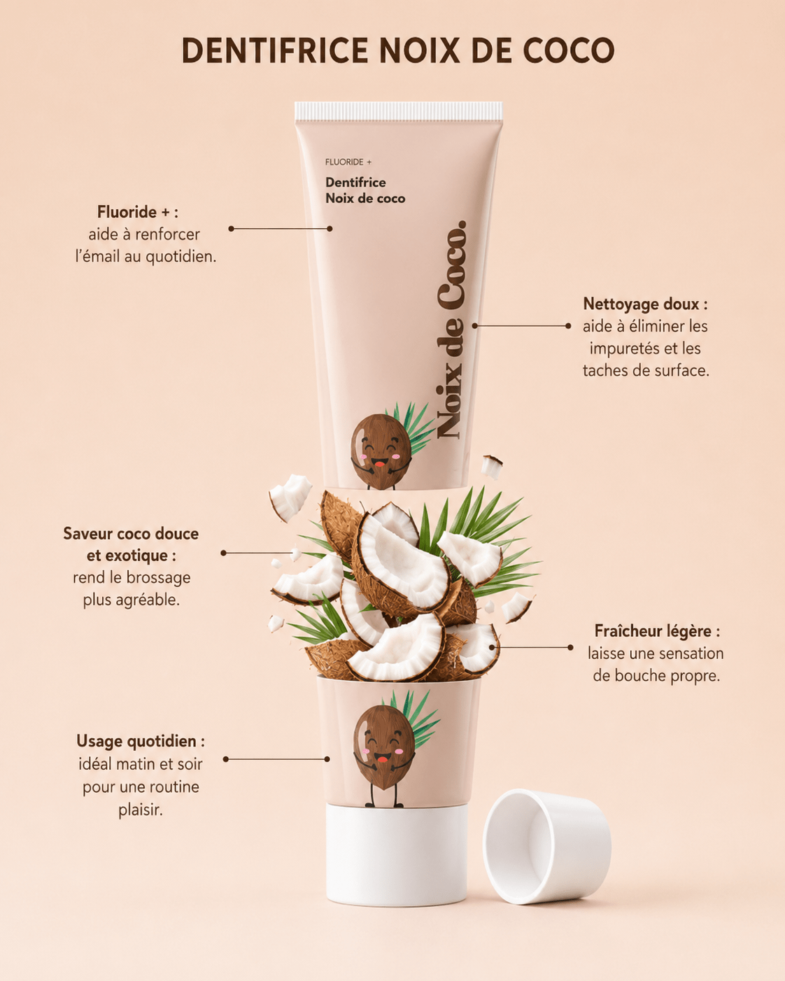 Dentifrice Aromatisé Saveur COCO – Adultes 100 ml | Smile Addict 🥥 - Smile Addict