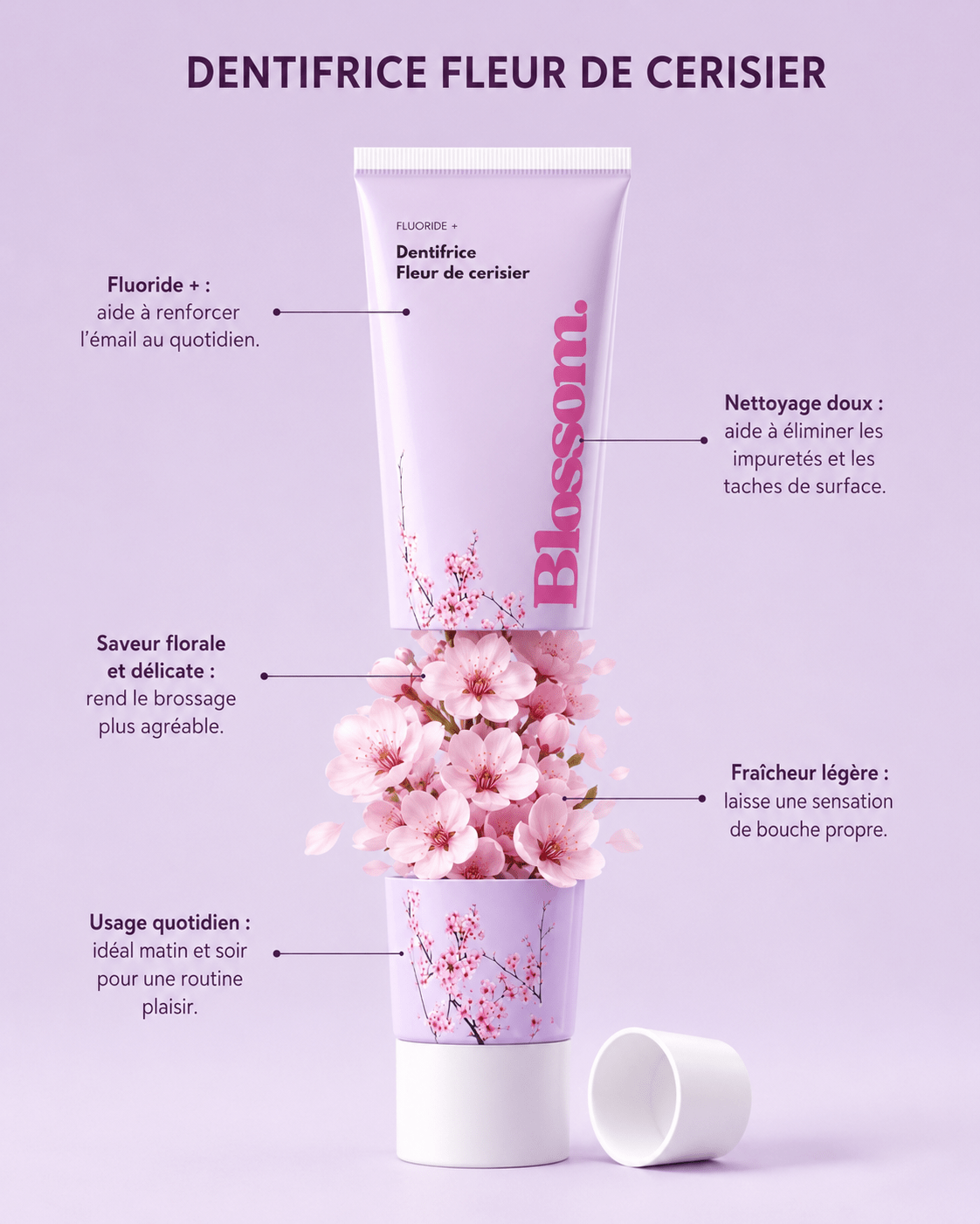 Dentifrice Aromatisé Saveur Fleur de Cerisier Blossom – Adultes 100 ml | Smile Addict 🌸 - Smile Addict