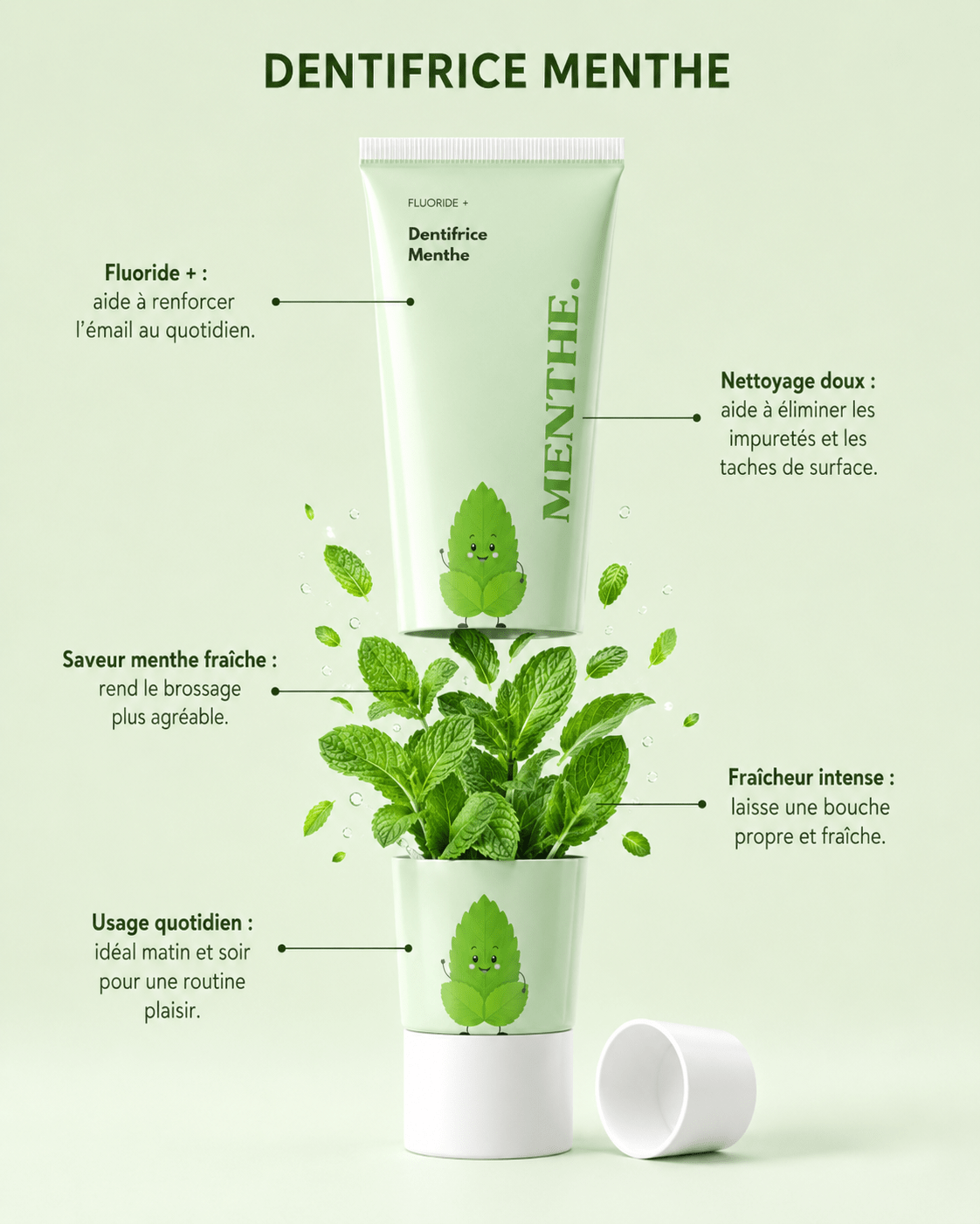 Dentifrice Aromatisé Saveur MENTHE – Adultes 100 ml Smile Addict 🌱 - Smile Addict