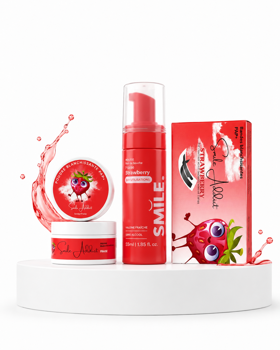 Pack Fraise PAP+ & Charbon Actif – Blanchiment Naturel | Smile Addict