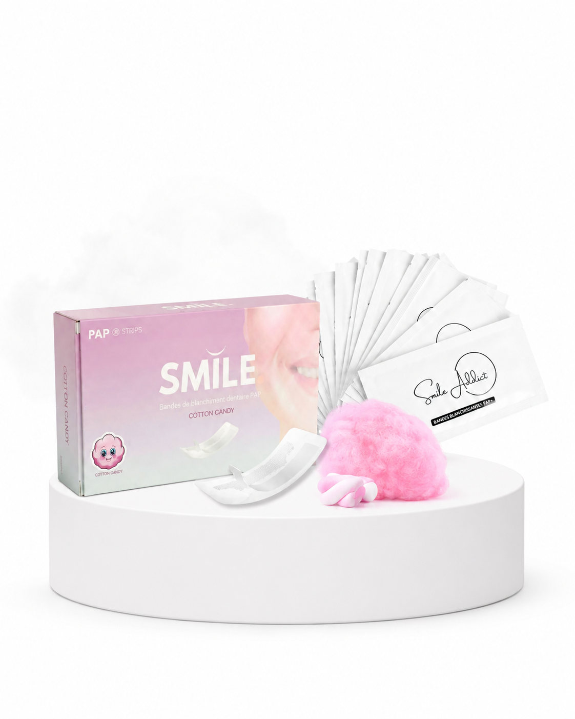 Bandes de blanchiment dentaire PAP Saveur barbe à papa – Smile Addict