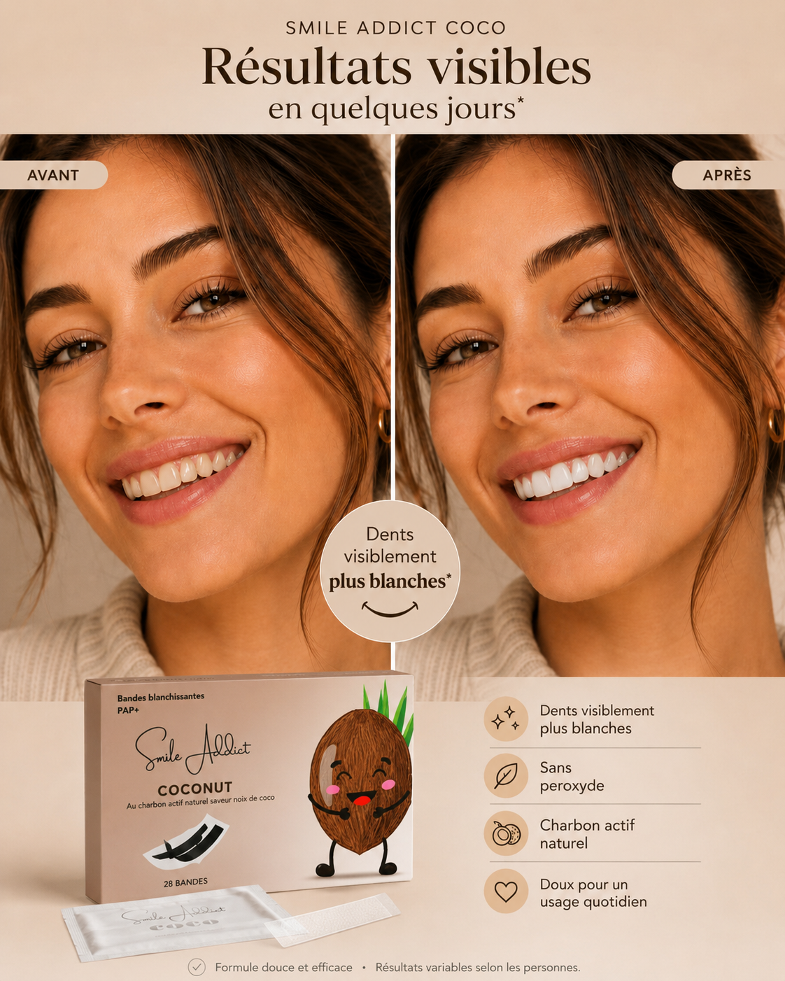Bandes Blanchissantes - Saveur Noix de Coco