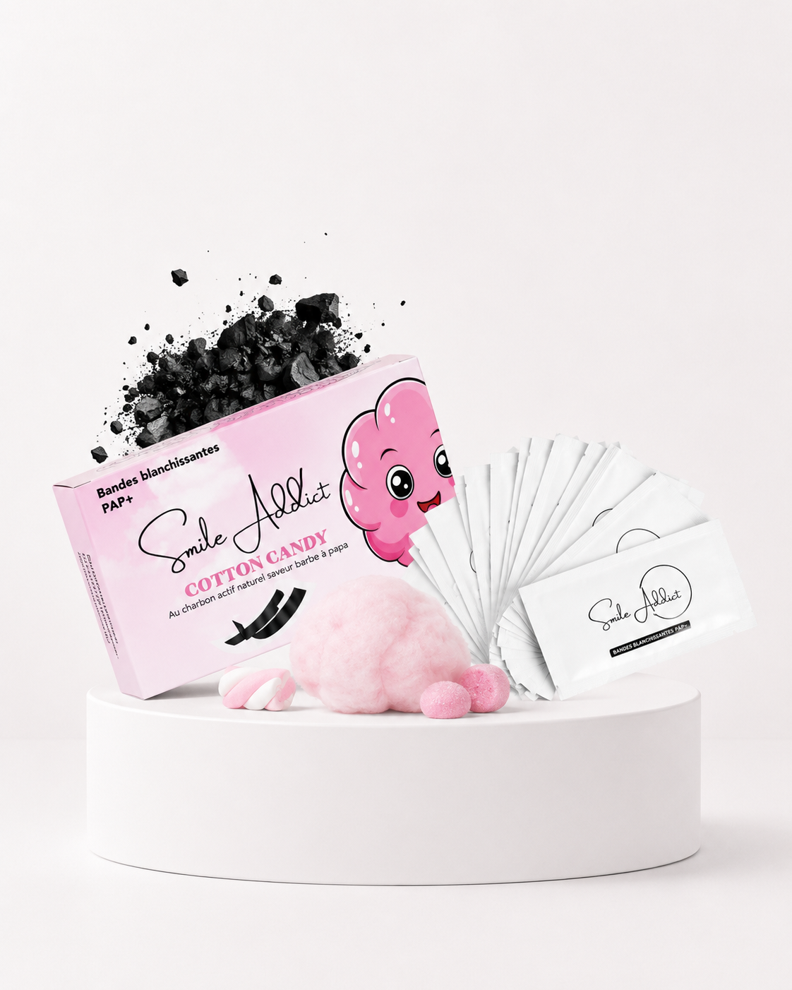 Bandes Blanchissantes Saveur Barbe à Papa – PAP+ Sans Peroxyde | Smile Addict