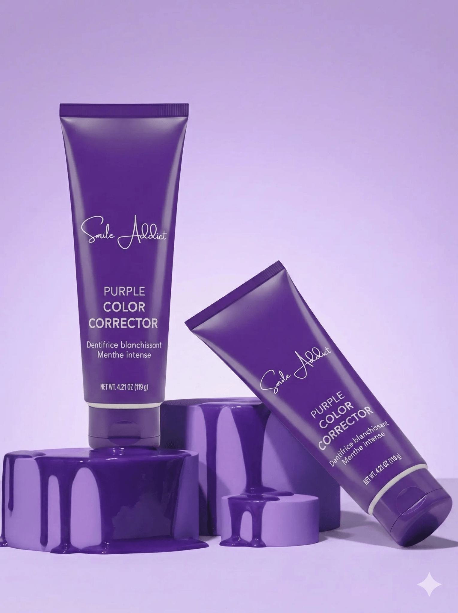 NEW Dentifrice Violet Blanchissant – Big Format 120 G - Blancheur Express - SmileAddict - Smile Addict