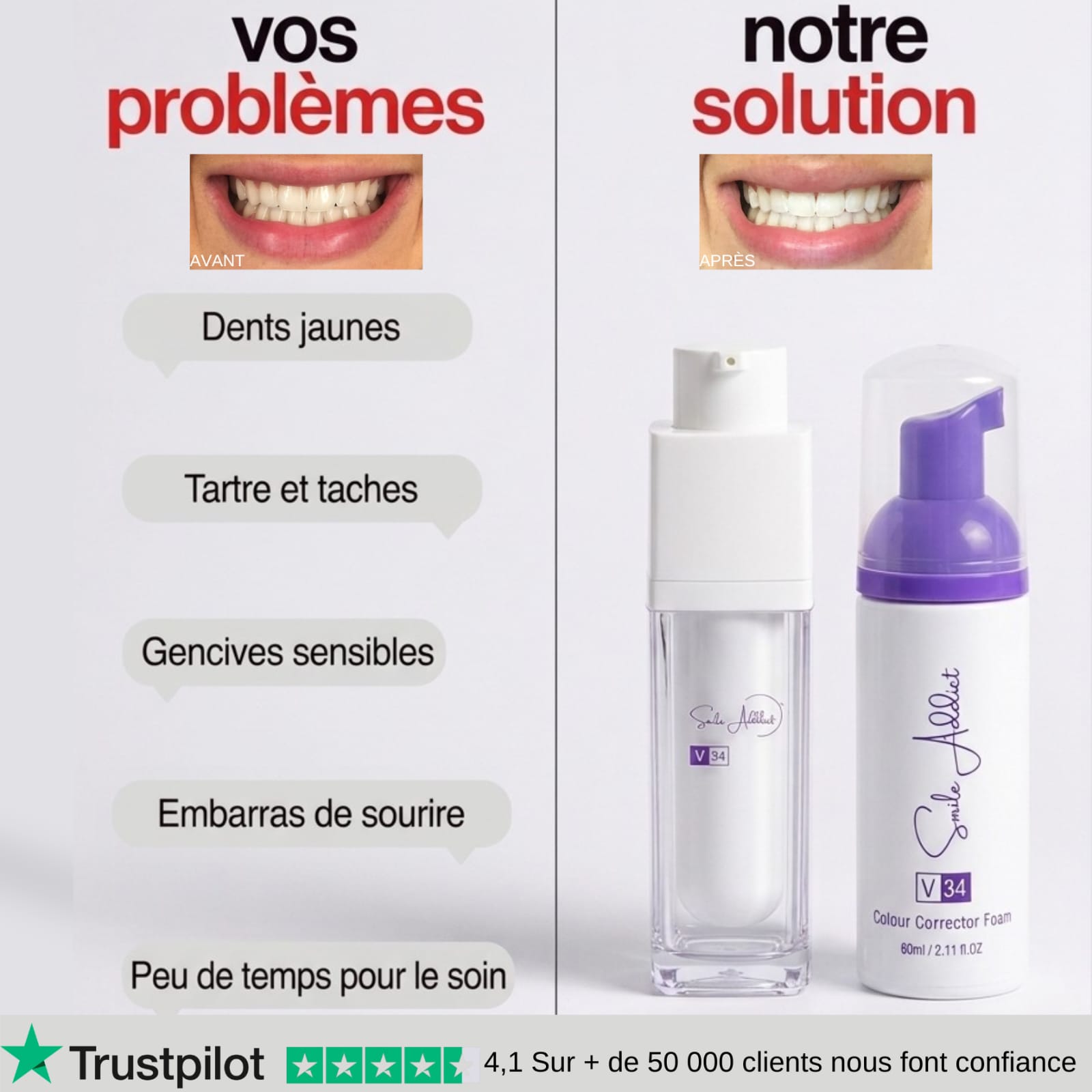 PACK COMPLET V34 SERUM MOUSSE BANDES - Smile Addict