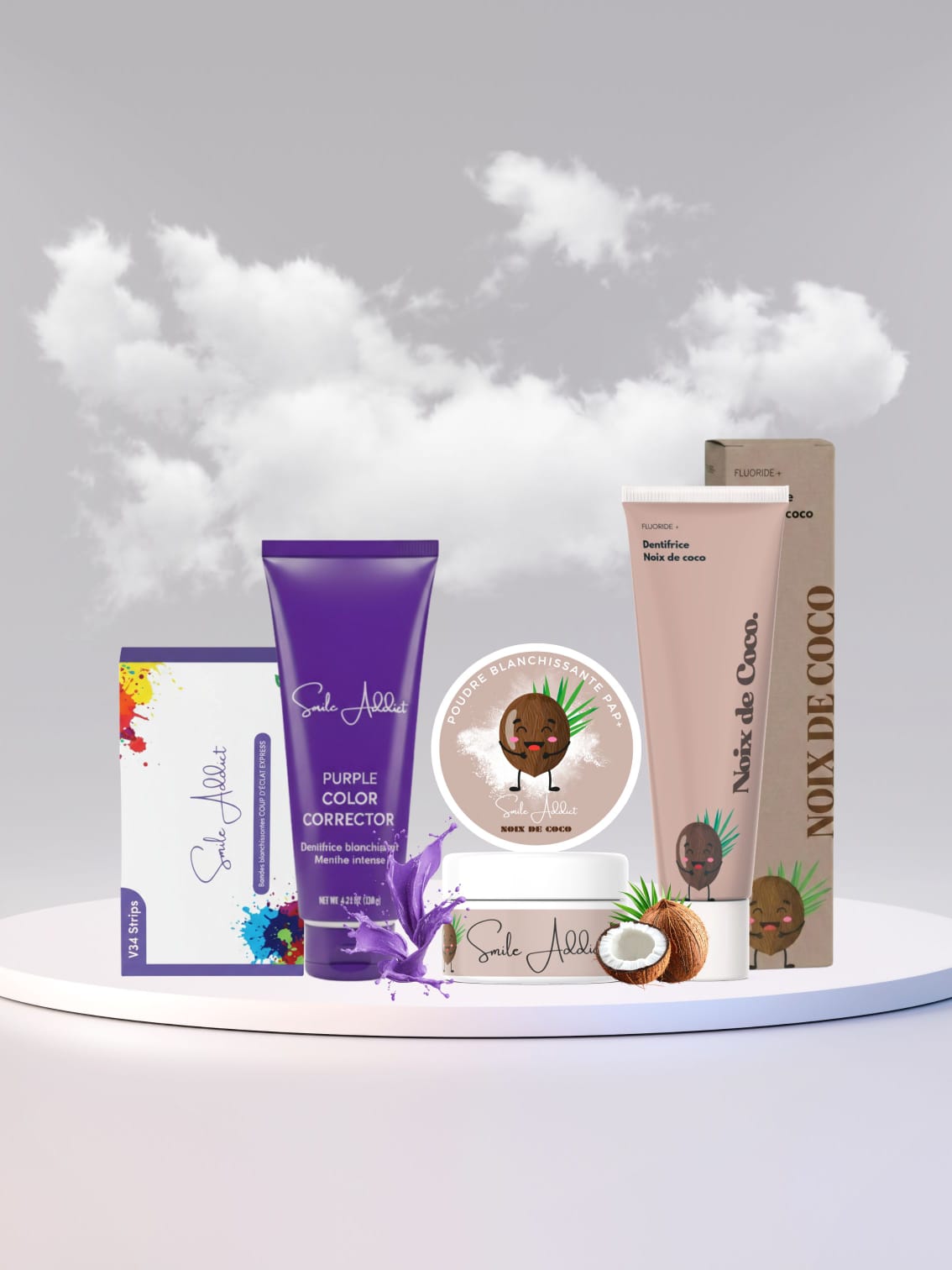 PACK PURPLE COCO - EFFET BLANC IMMEDIAT ET ROUTINE BLANCHEUR - SMILE ADDICT