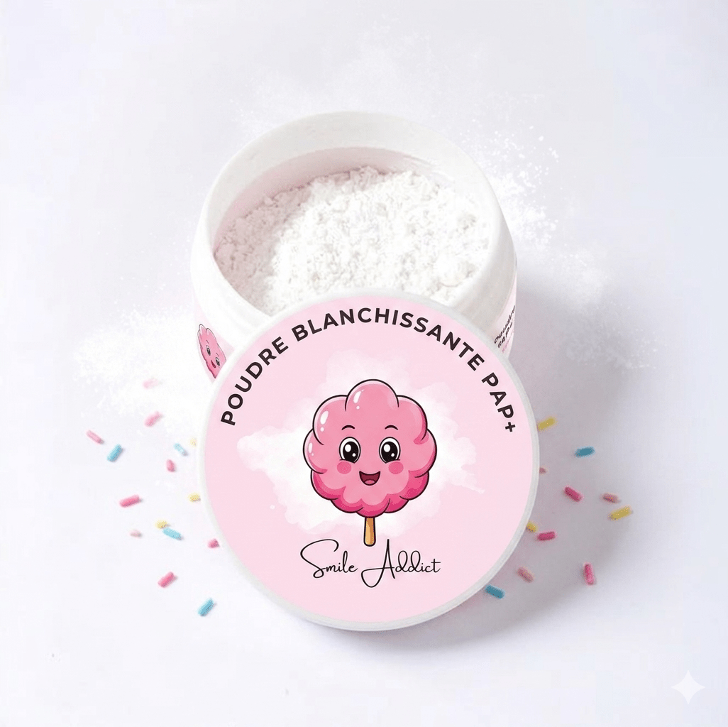 Poudre de Blanchiment Dentaire PAP – Saveur Cotton Candy — vue détail produit | Smile Addict
