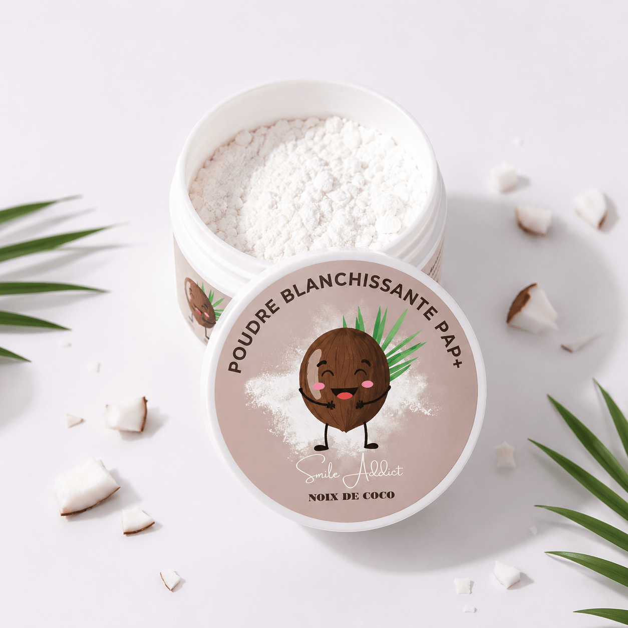 Poudre de PAP Blanchissante à la Noix de Coco — vue détail produit | Smile Addict