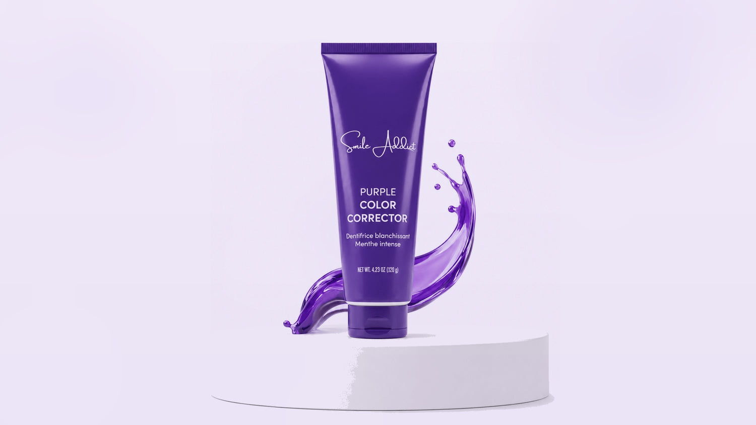 Dentifrice Violet Blanchissant V34 Smile Addict, correcteur de couleur violet