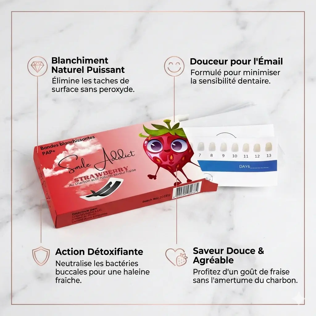Bandes blanchissantes dents Saveur Fraise | Smile Addict Smile Addict