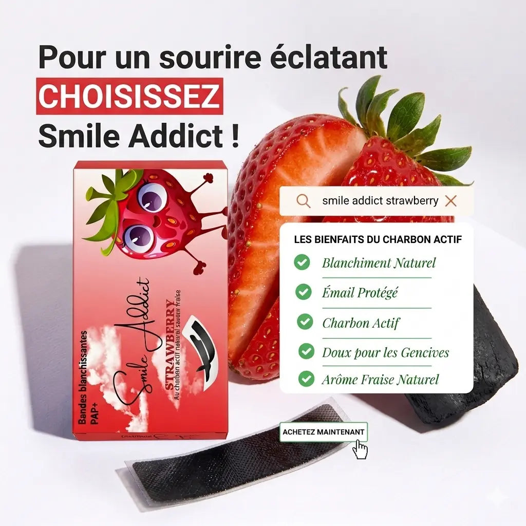 Bandes blanchissantes dents Saveur Fraise | Smile Addict Smile Addict