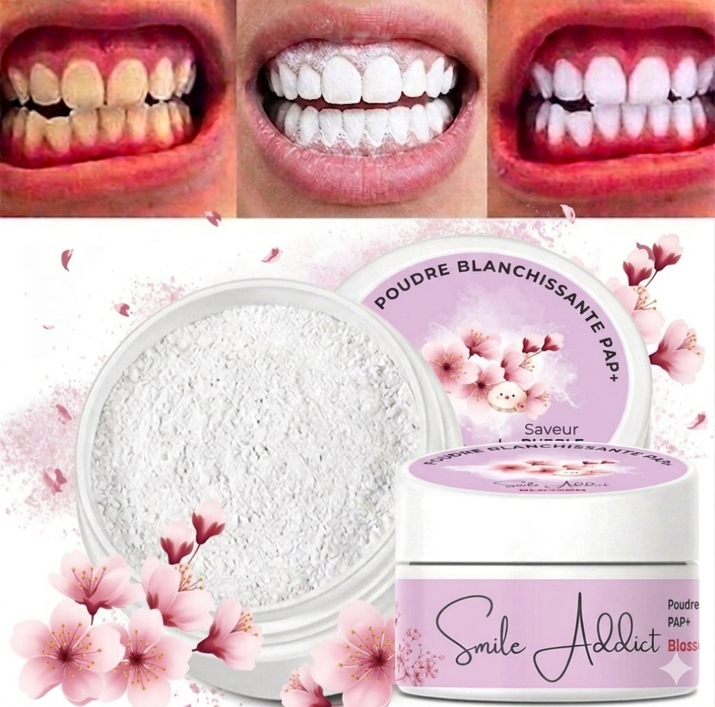 Poudre de Blanchiment Dentaire PAP – Saveur Blossom Fleur de Cerisier | Smile Addict Addict Smile