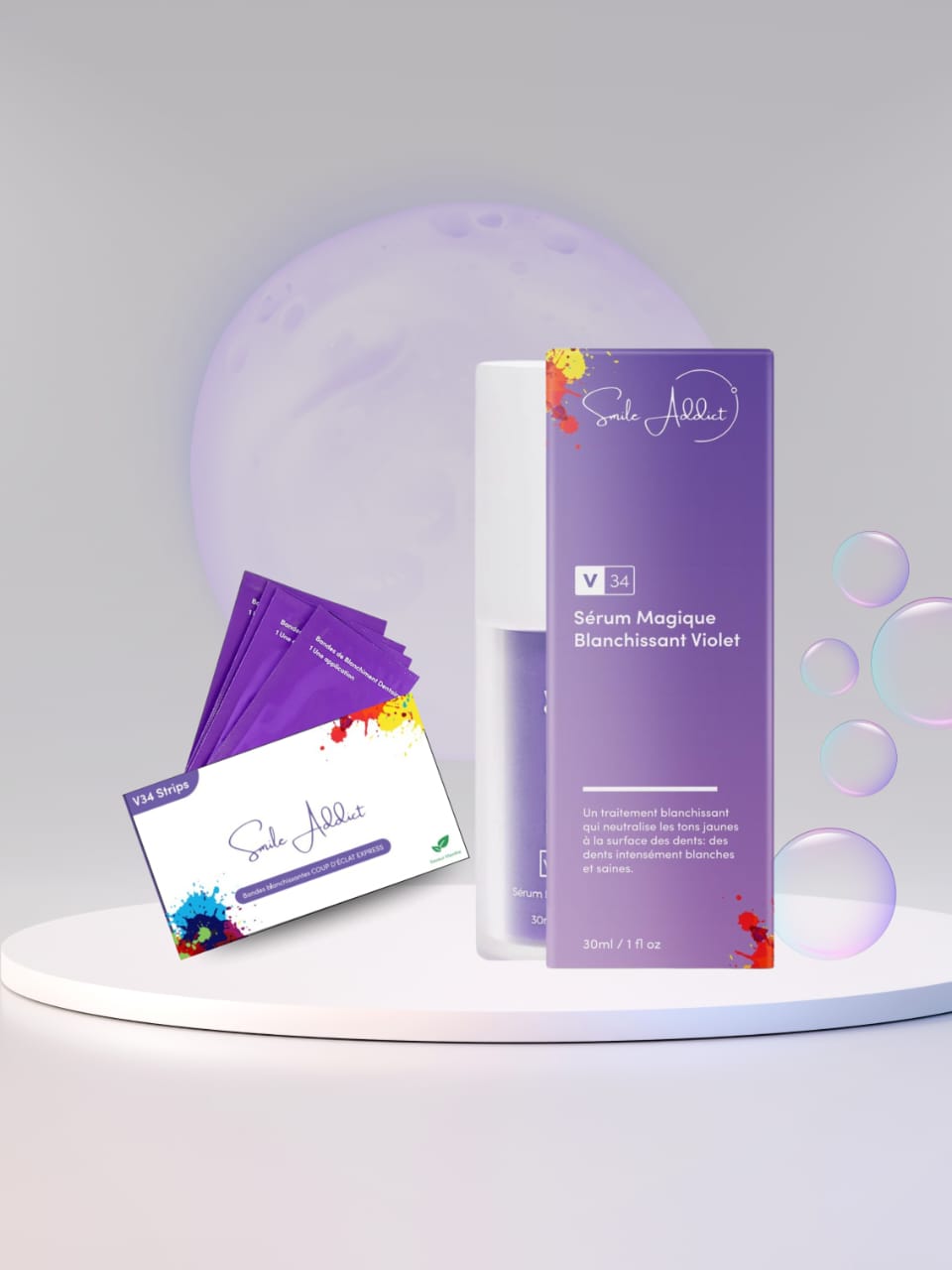 PACK CORRECTEUR DUO V34 : Sérum Violet & Strips – Smile Addict