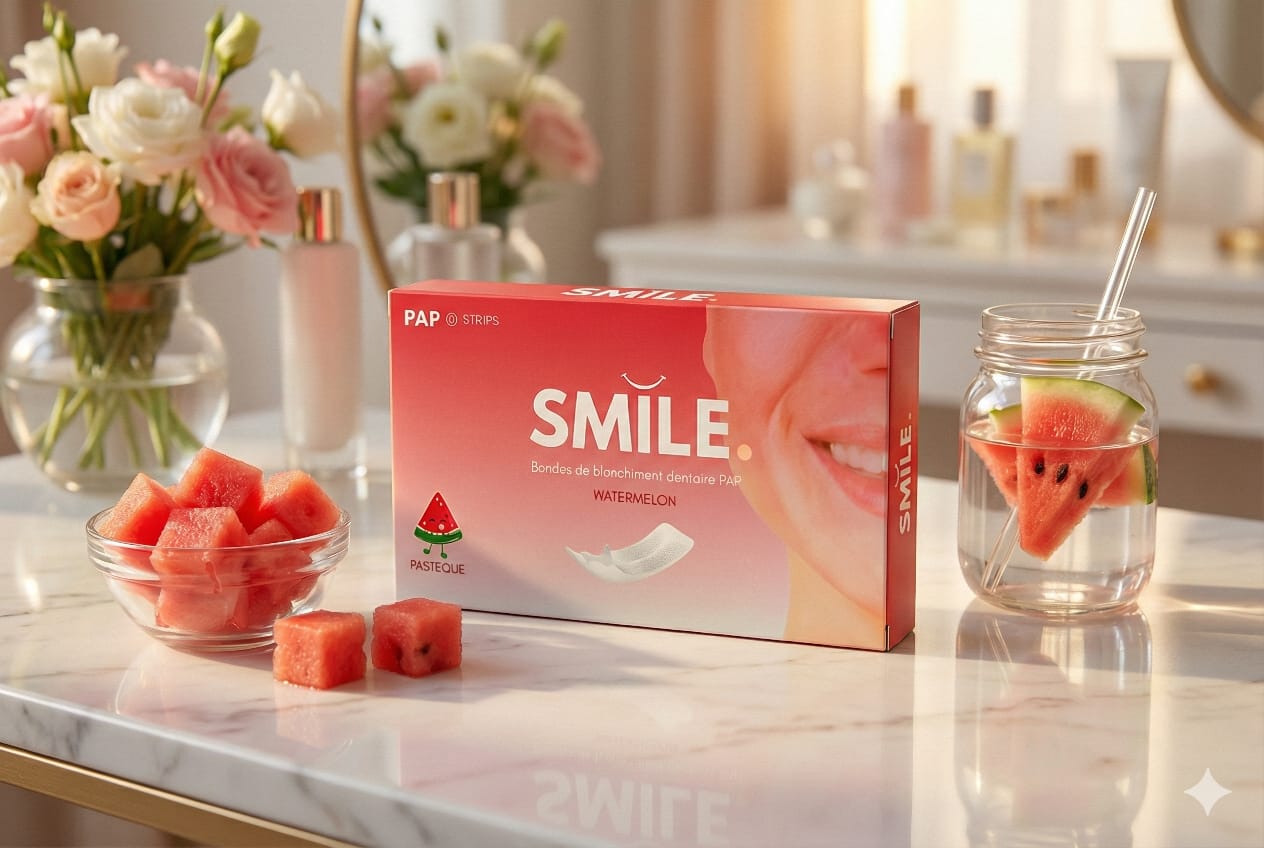Bandes de blanchiment dentaire PAP Saveur pastèque – Smile Addict Smile Addict