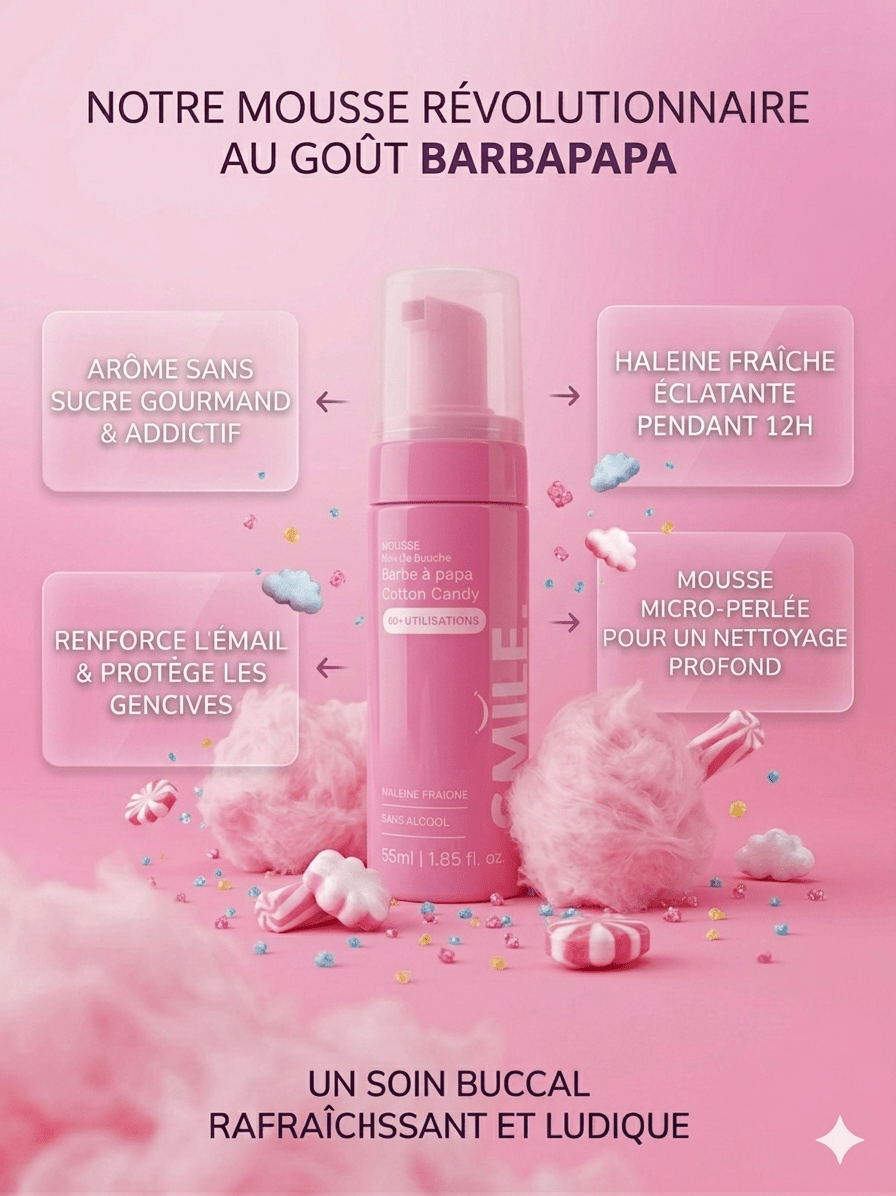 Bain de bouche mousseux Barbe à Papa – Smile Addict - Smile Addict