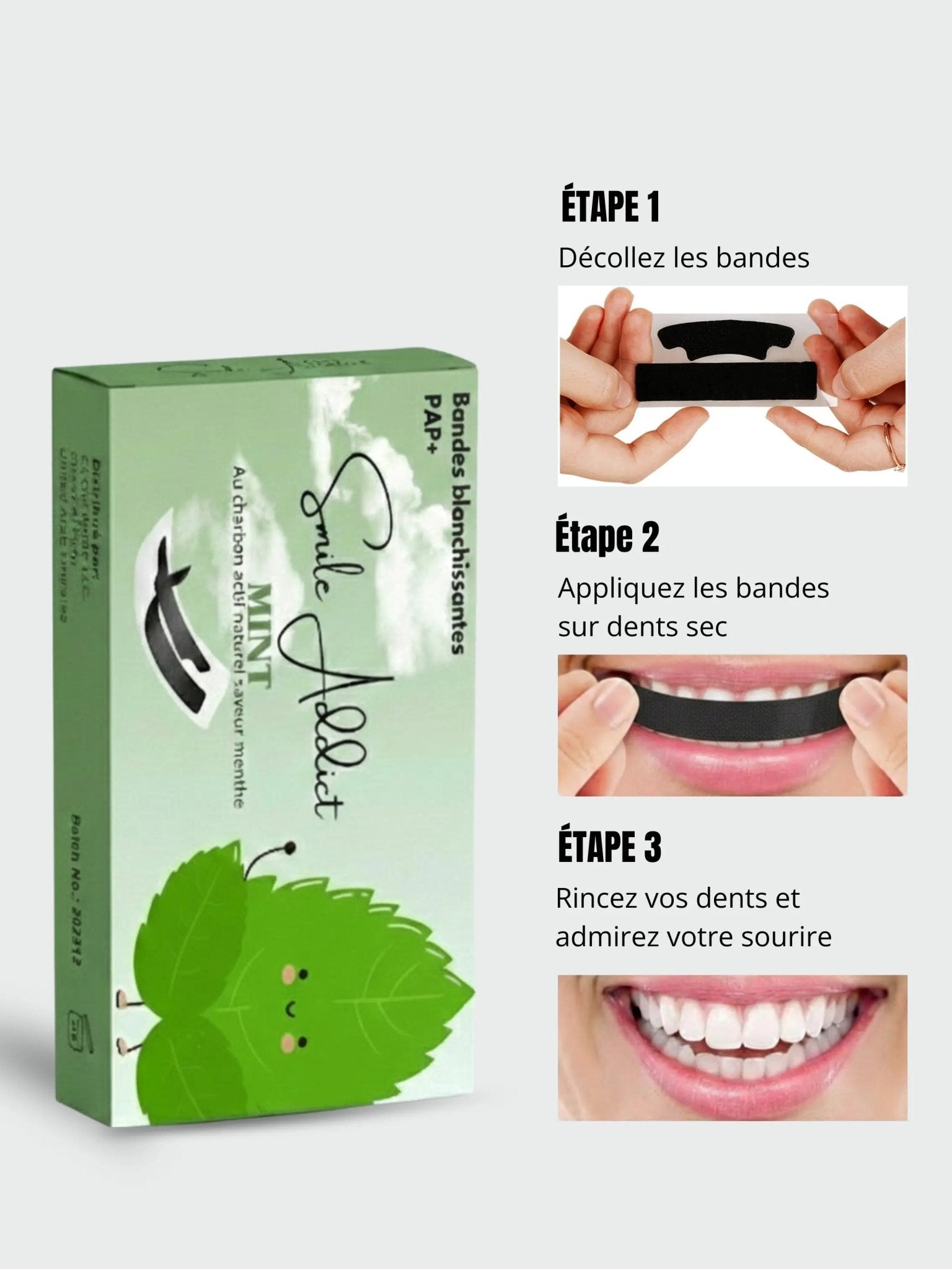 Bandes Blanchissantes - Saveur Menthe — résultats blanchiment dentaire | Smile Addict