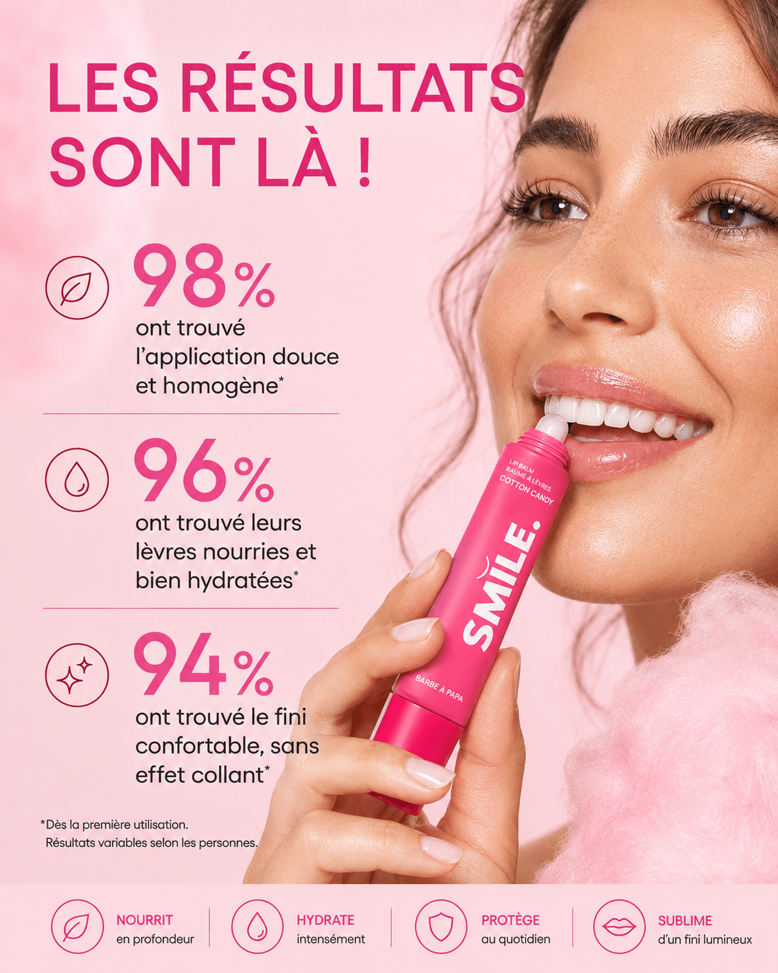 Baume à Lèvres Barbe à Papa — vue détail produit | Smile Addict
