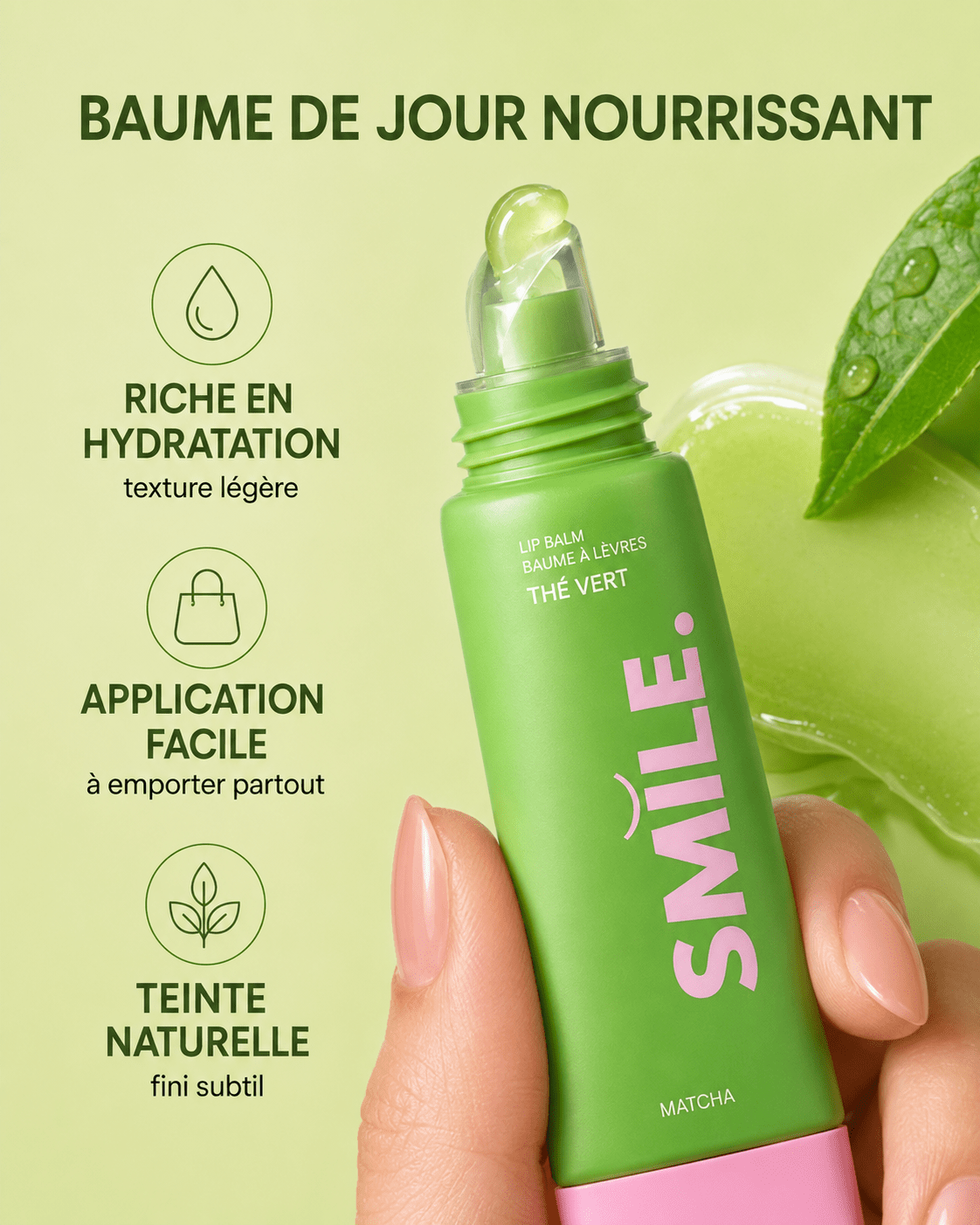 Baume à Lèvres MATCHA – Thé Vert — image principale | Smile Addict