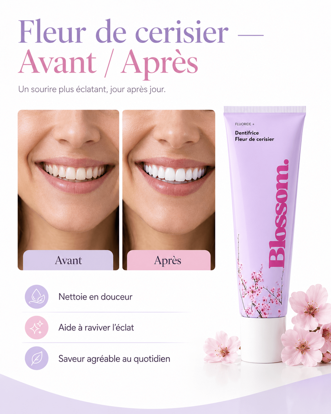 Dentifrice Aromatisé Saveur Fleur de Cerisier Blossom – Ad — composition et ingrédients | Smile Addict