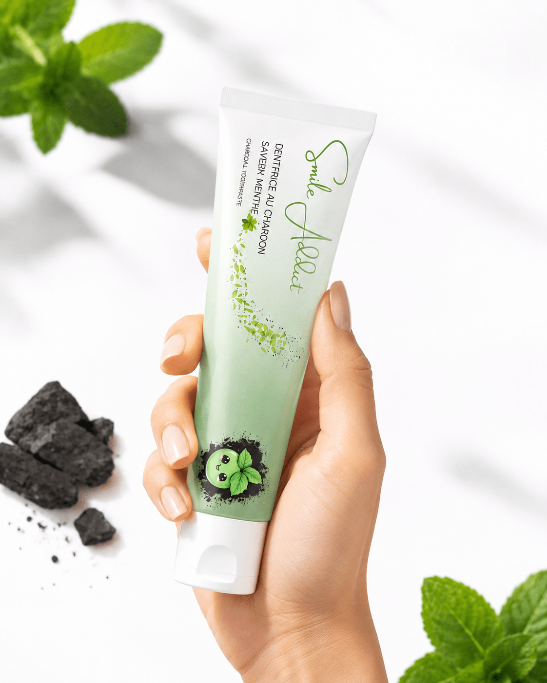 Dentifrice Naturel Menthe au Charbon Actif – Blancheur & S — pack complet Smile Addict | Smile Addict